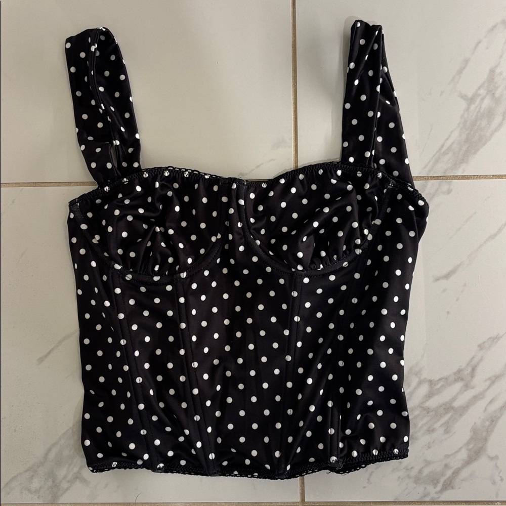 Black Polka Dot Bustier Top